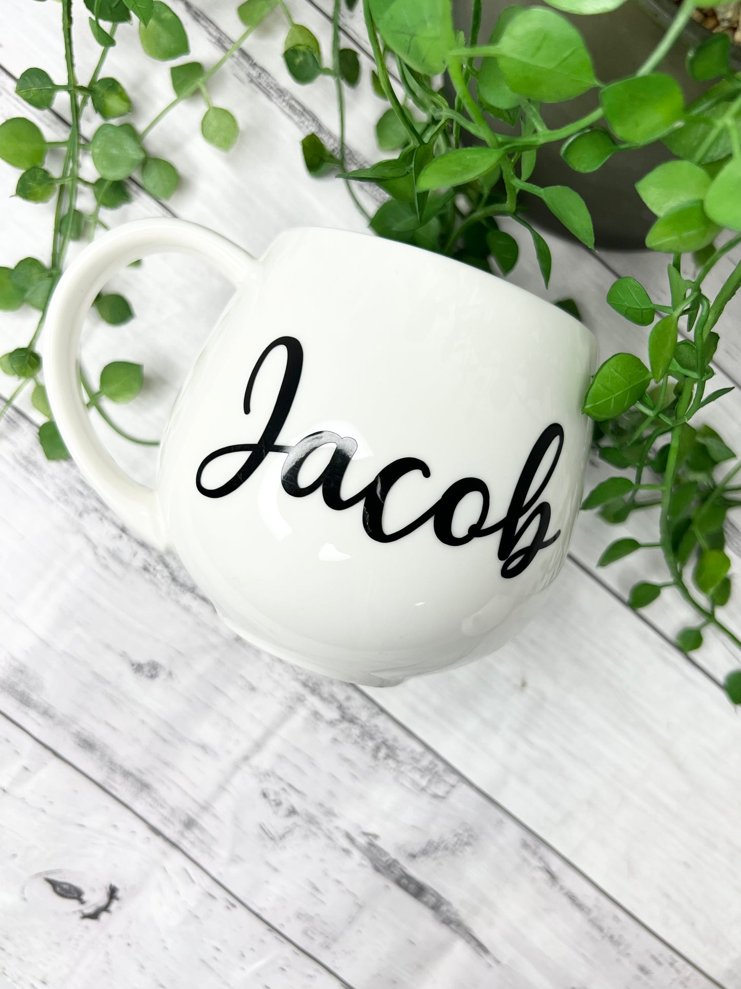 Personalised White hug mugs names 450ml Gift snug mug
