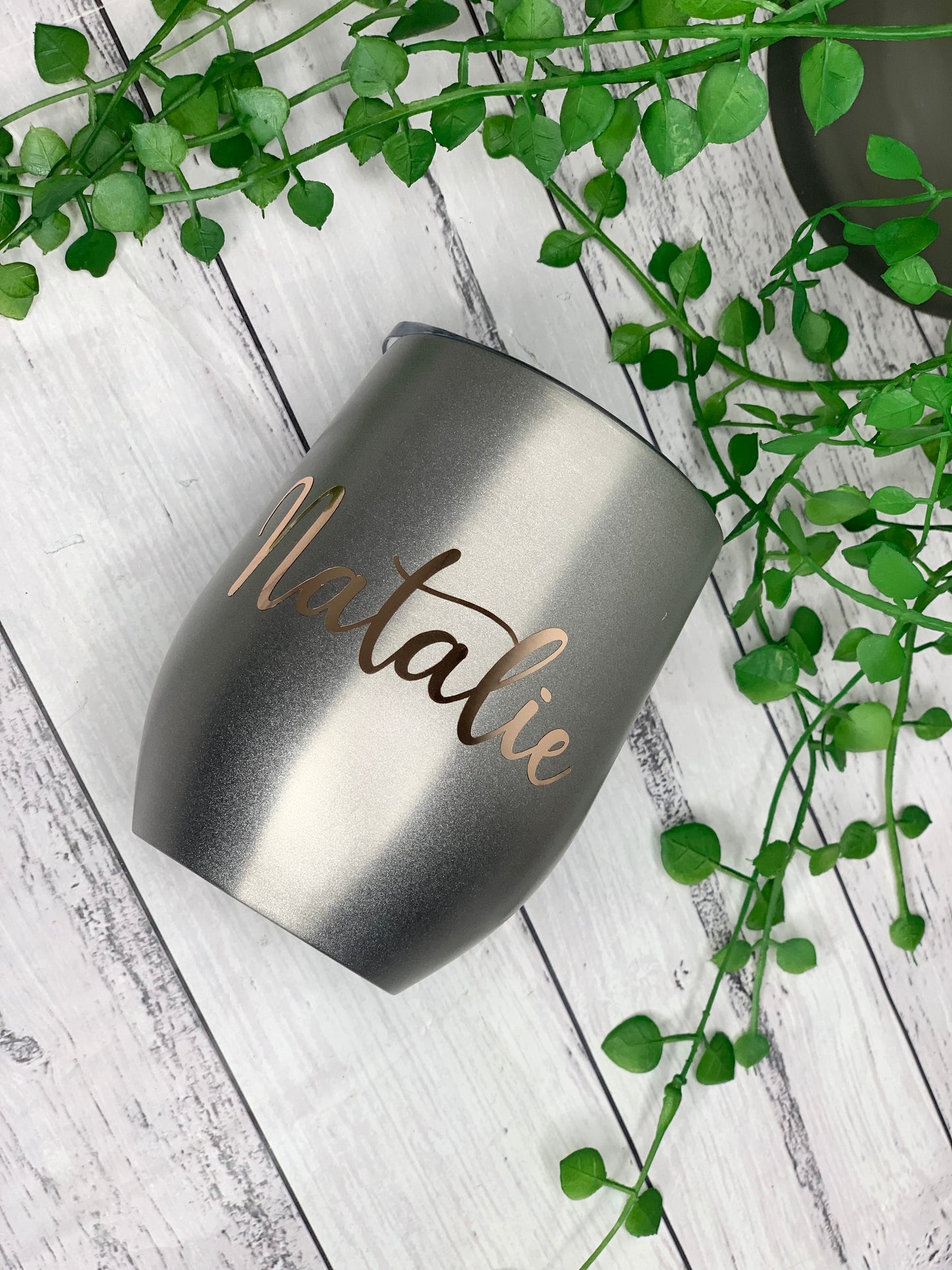 Personalised Silver Insulated Vacuum Stainless Steel 350ml Wine Tumbler
