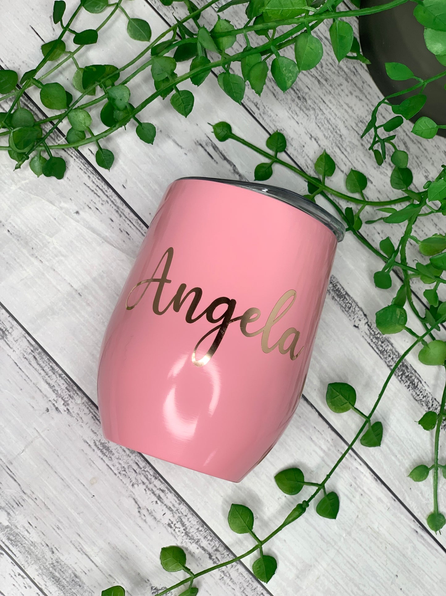 Personalised Pink Insulated Vacuum Stainless Steel 350ml Wine Tumbler