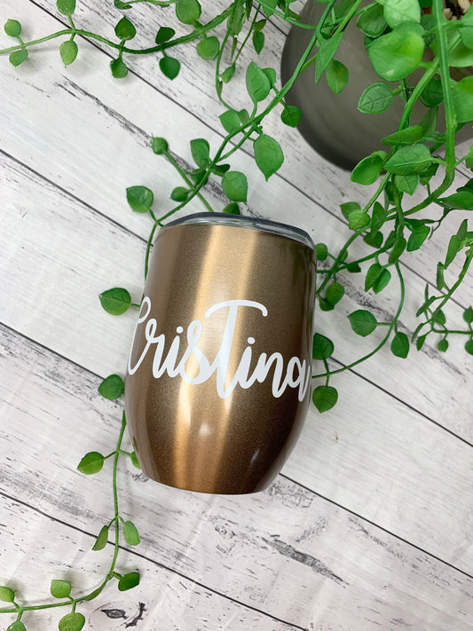 Personalised gold  Insulated Vacuum Stainless Steel 350ml Wine Tumbler