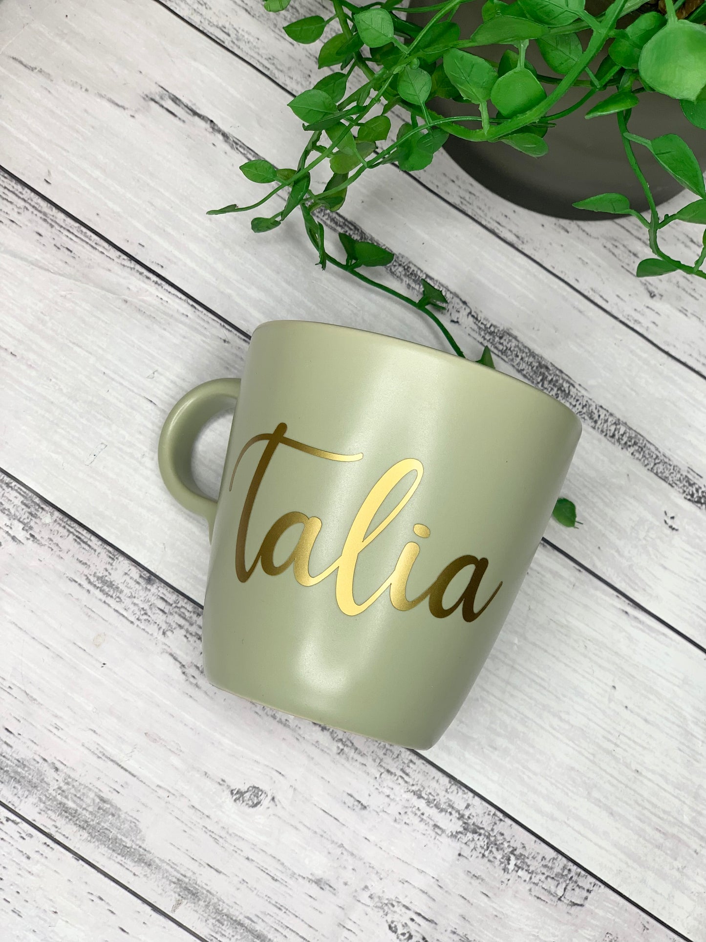 Personalised 370ml Name Mug Green