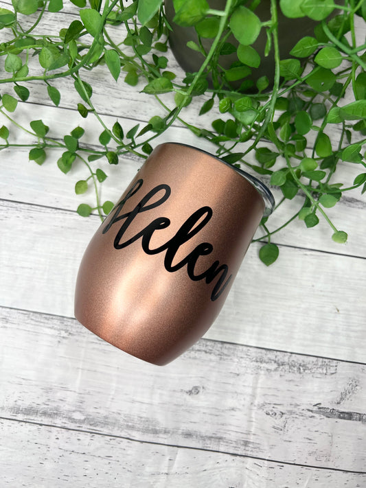 Personalised Rose gold  Insulated Vacuum Stainless Steel 350ml Wine Tumbler