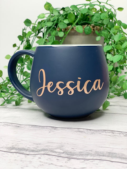 Personalised Navy hug mugs names 450ml Gift snug mug