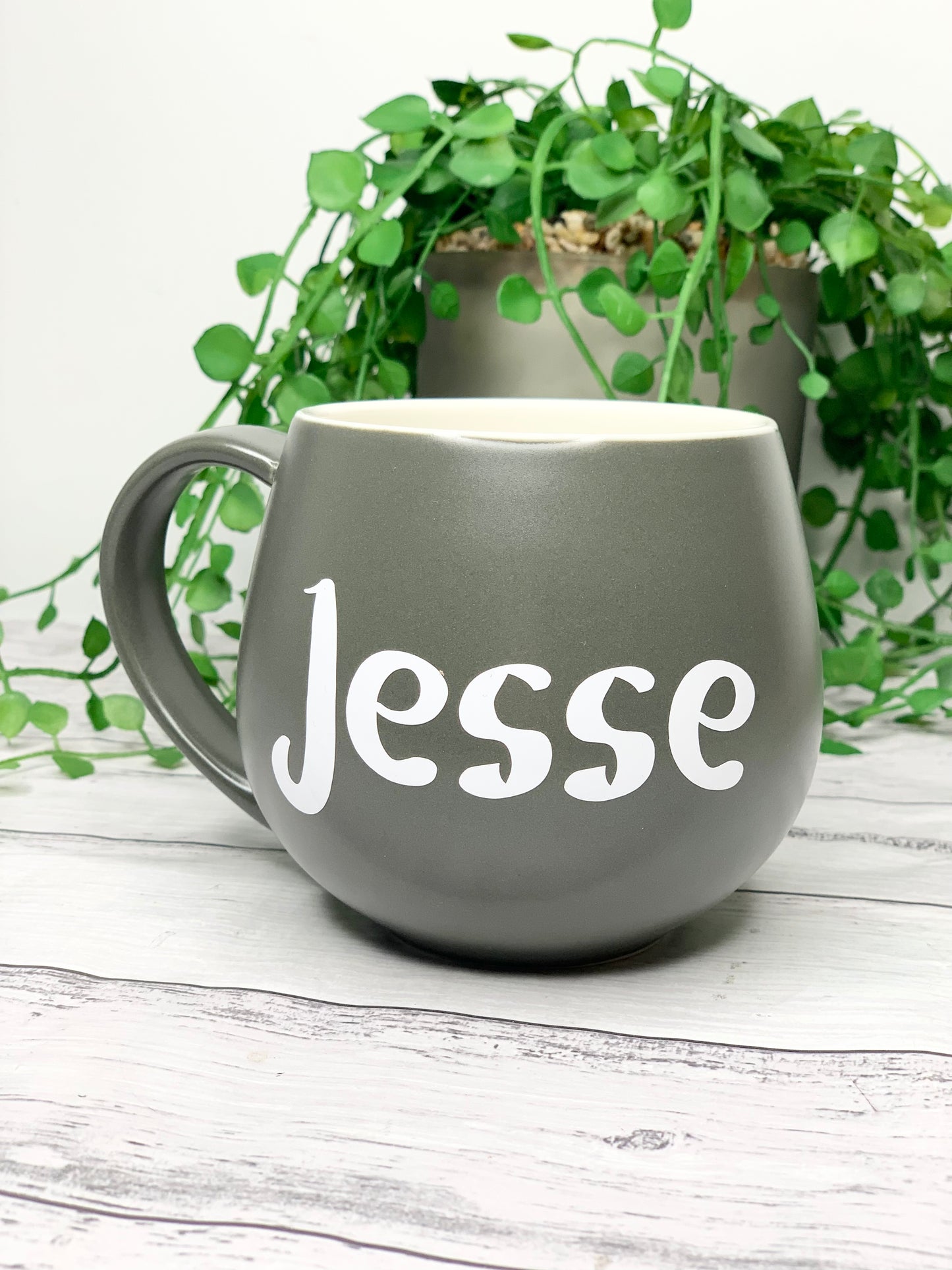 Personalised Charcoal hug mugs names 450ml Gift snug mug