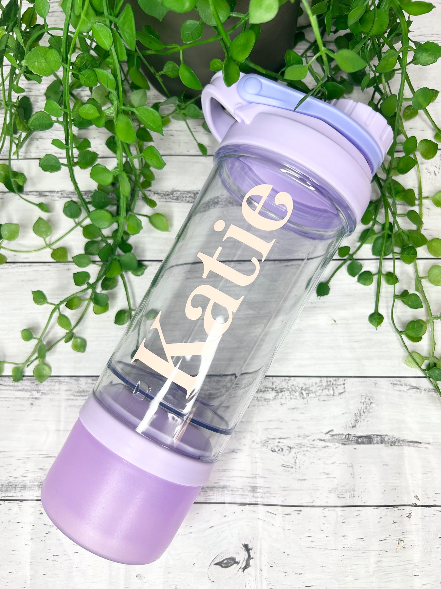 Personalised Purple 500ml Shaker Bottle Protein Sport Fitness with Shaker and protein powder holder