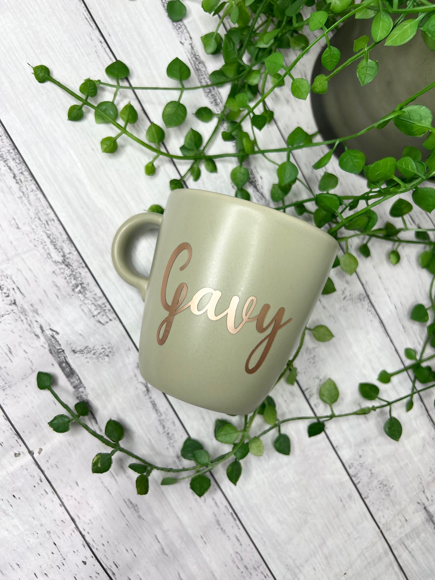 Personalised 370ml Name Mug Green