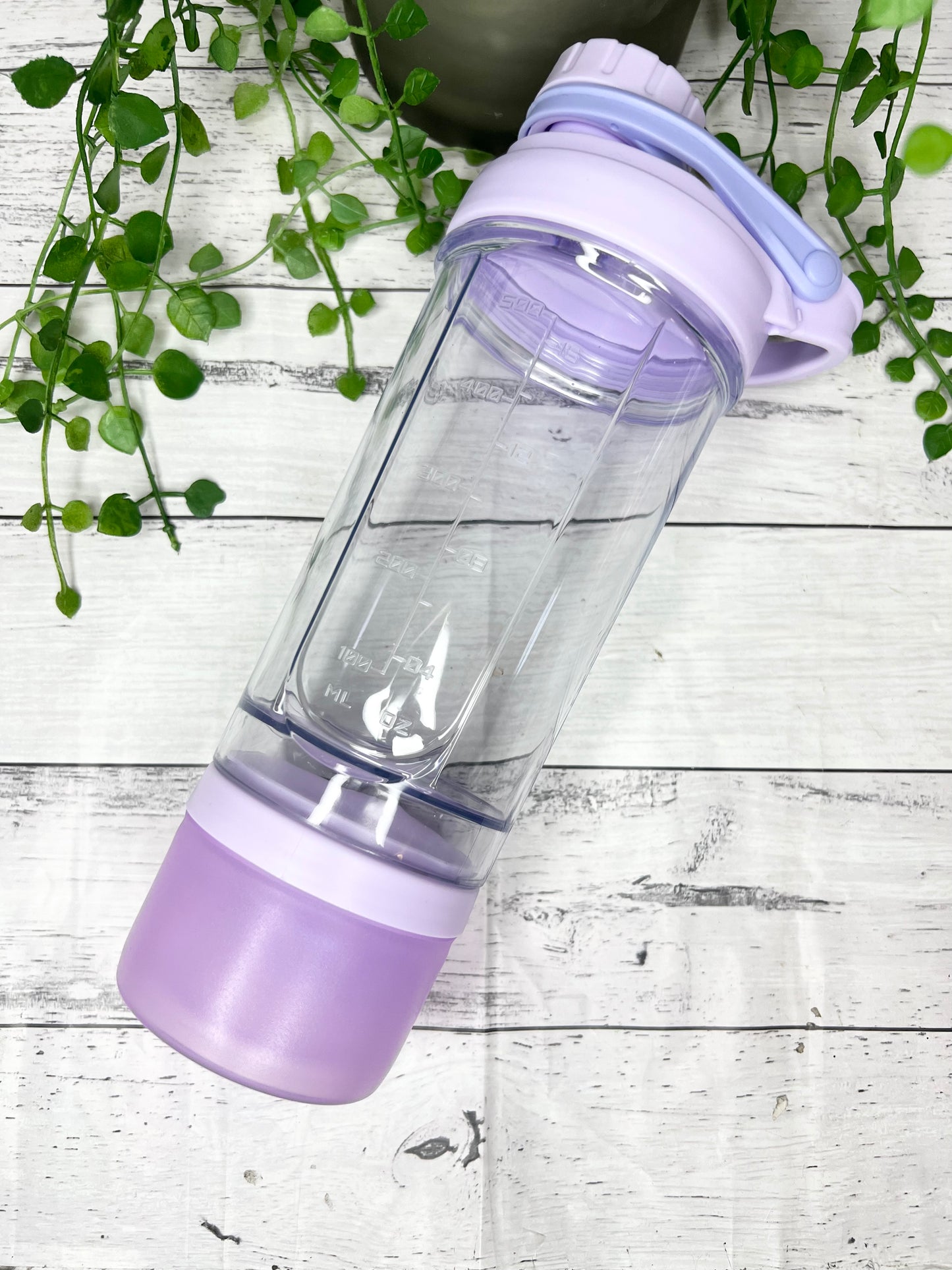 Personalised Purple 500ml Shaker Bottle Protein Sport Fitness with Shaker and protein powder holder