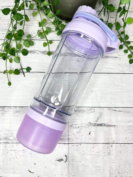 Purple 500ml Shaker Bottle Protein Sport Fitness with Shaker and protein powder holder