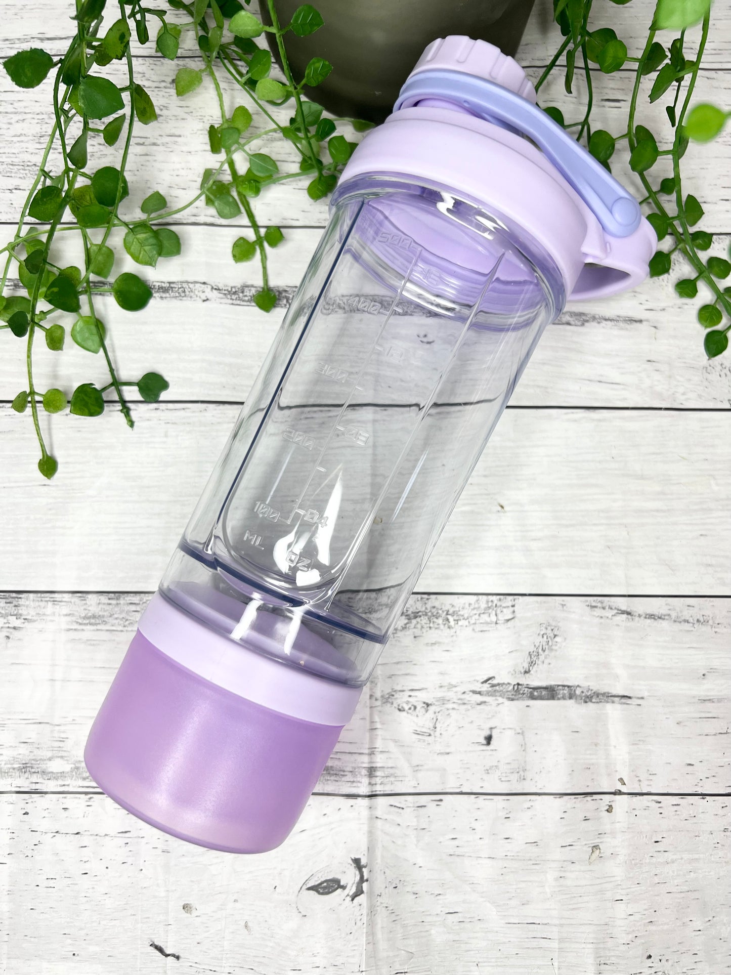 Purple 500ml Shaker Bottle Protein Sport Fitness with Shaker and protein powder holder