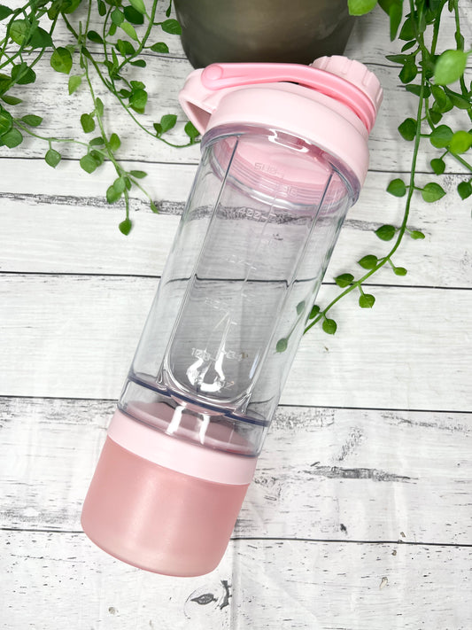 Pink 500ml Shaker Bottle Protein Sport Fitness with Shaker and protein powder holder