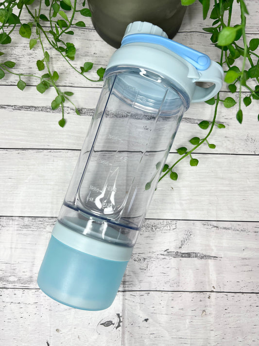 Blue 500ml Shaker Bottle Protein Sport Fitness with Shaker and protein powder holder