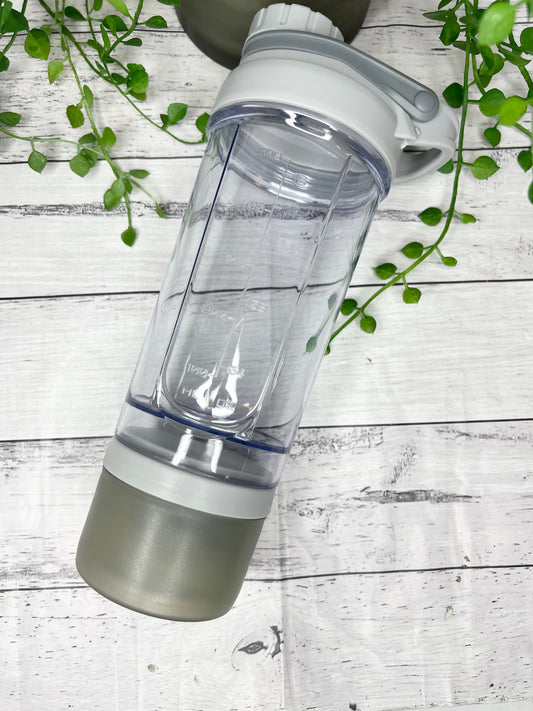 Grey 500ml Shaker Bottle Protein Sport Fitness with Shaker and protein powder holder