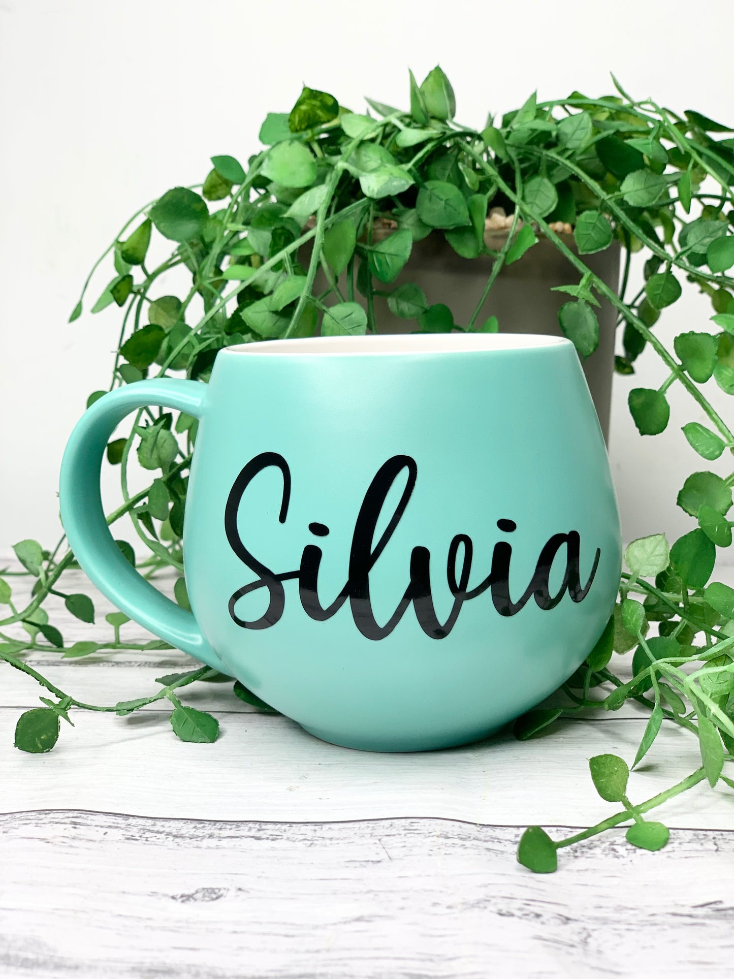 Personalised Aqua hug mugs names 450ml Gift snug mug