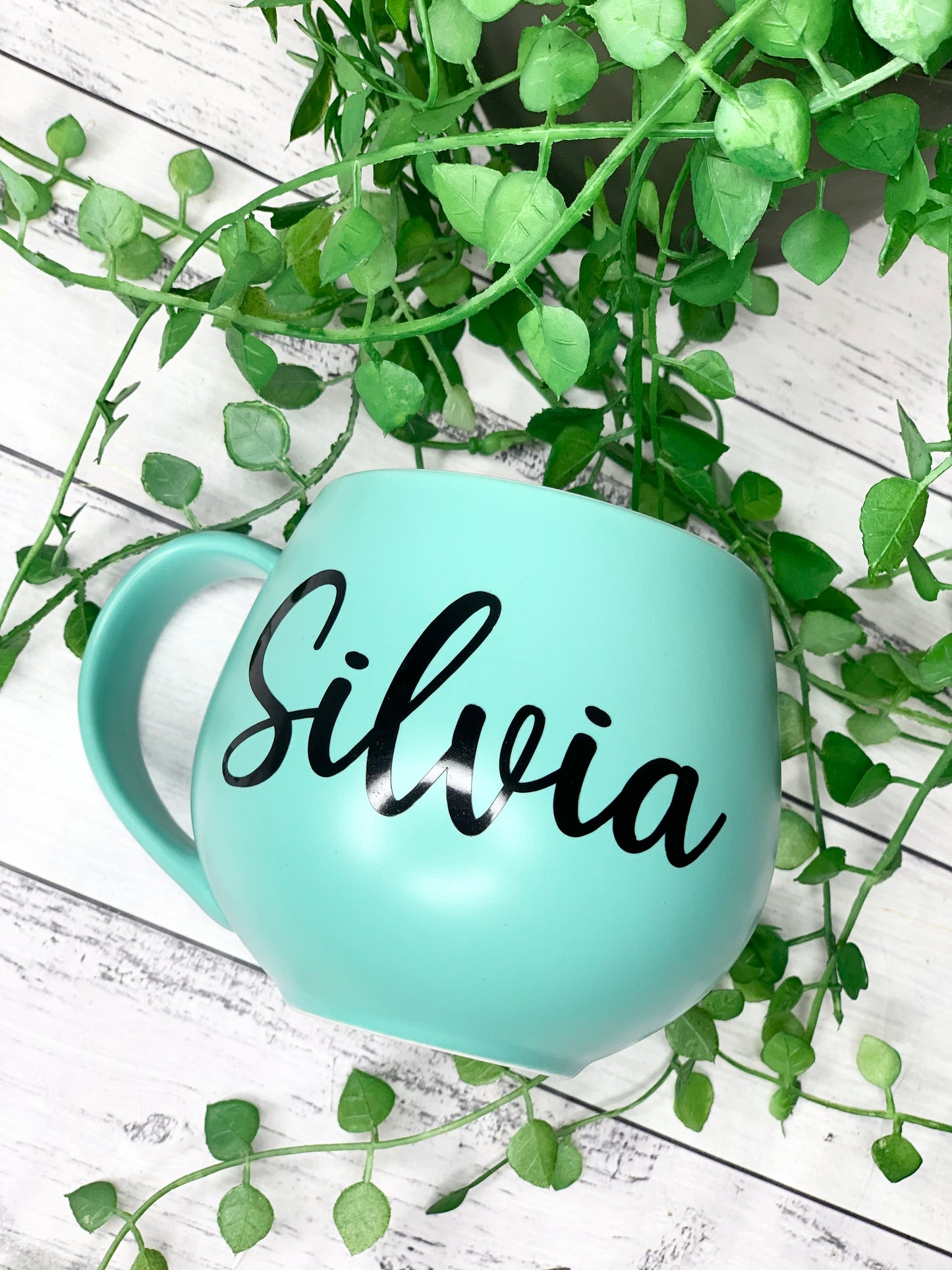 Personalised Aqua hug mugs names 450ml Gift snug mug
