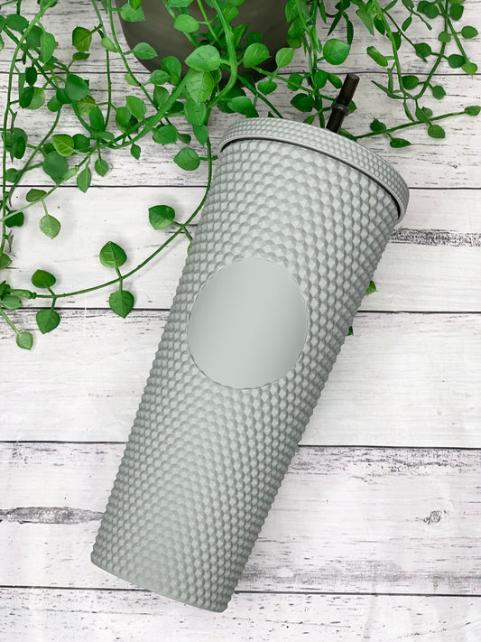 Acrylic studded Grey Tumbler with Straw 24oz - 710ml