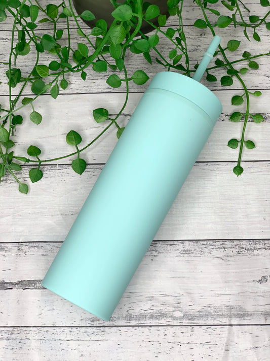 Green Acrylic Tumbler with Straw 16oz - 473ml