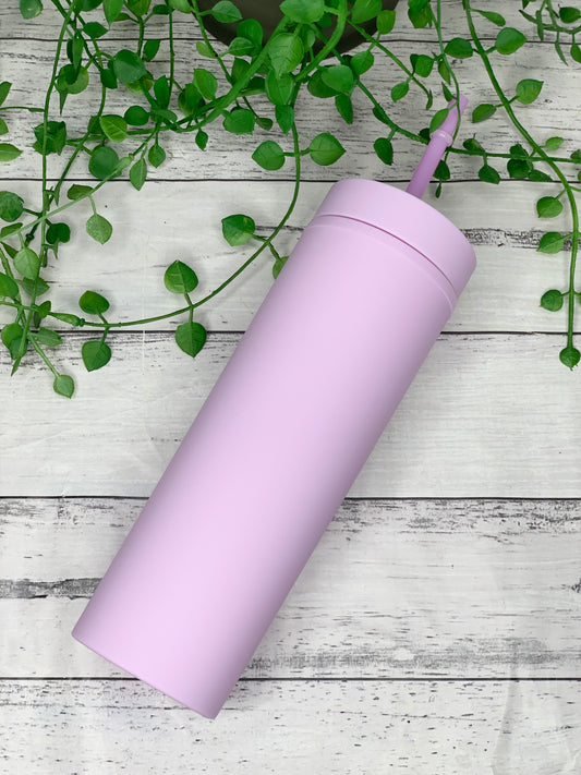 Purple Acrylic Tumbler with Straw 16oz - 473ml