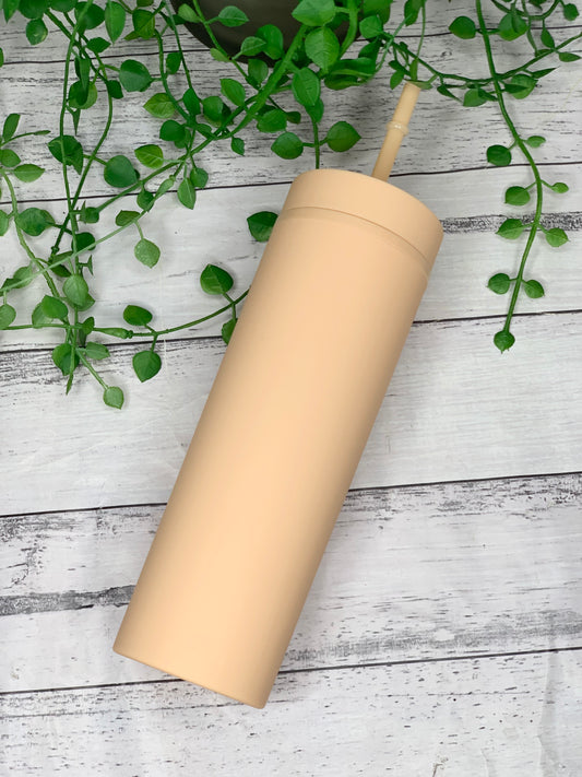 Orange Acrylic Tumbler with Straw 16oz - 473ml
