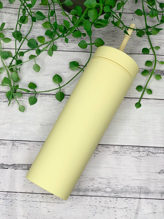 Yellow Acrylic Tumbler with Straw 16oz - 473ml