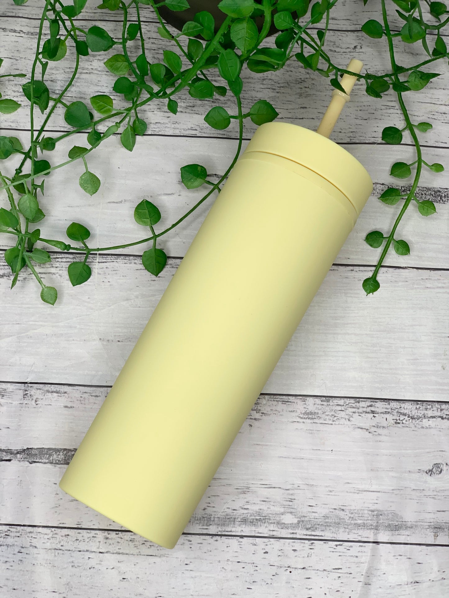 Yellow Acrylic Tumbler with Straw 16oz - 473ml