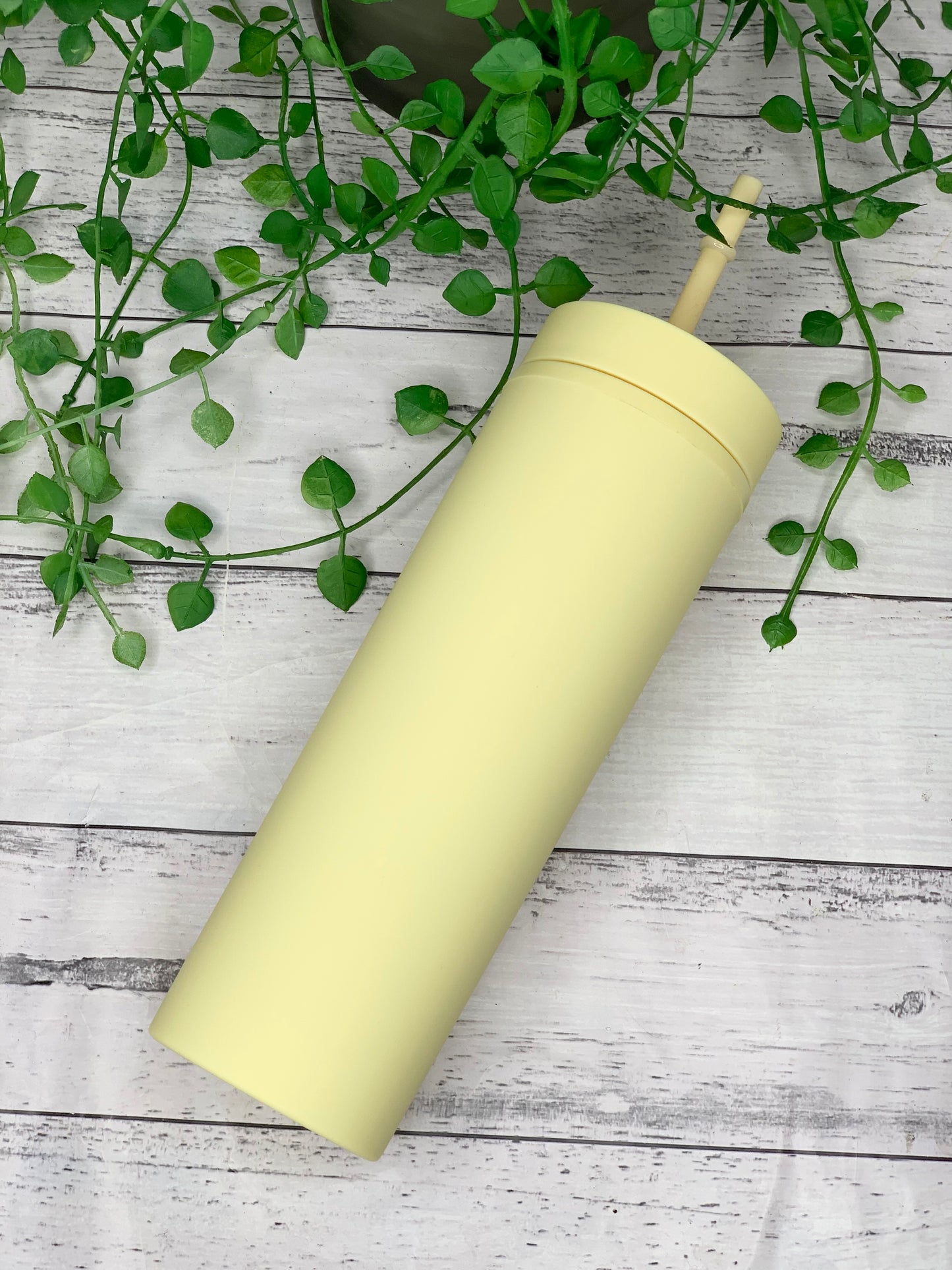 Yellow Acrylic Tumbler with Straw 16oz - 473ml