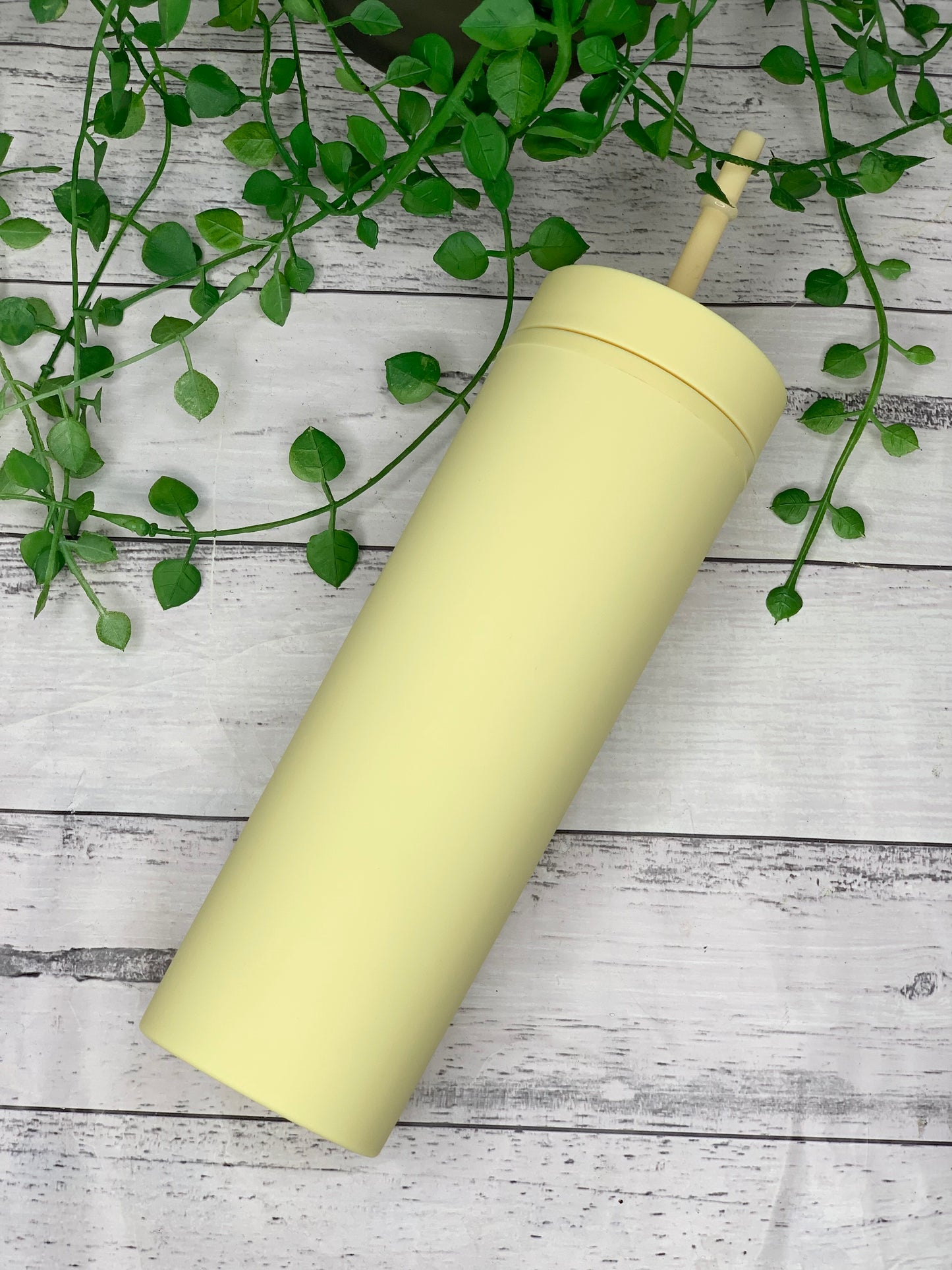 Yellow Acrylic Tumbler with Straw 16oz - 473ml