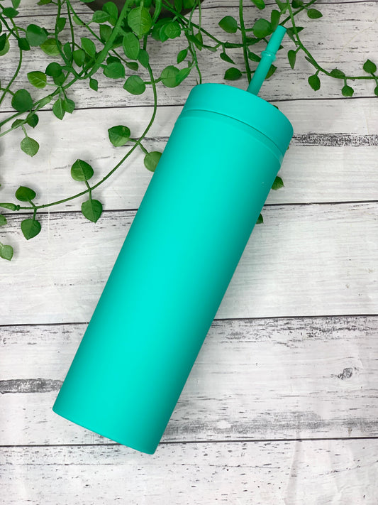 Turquoise  Acrylic Tumbler with Straw 16oz - 473ml
