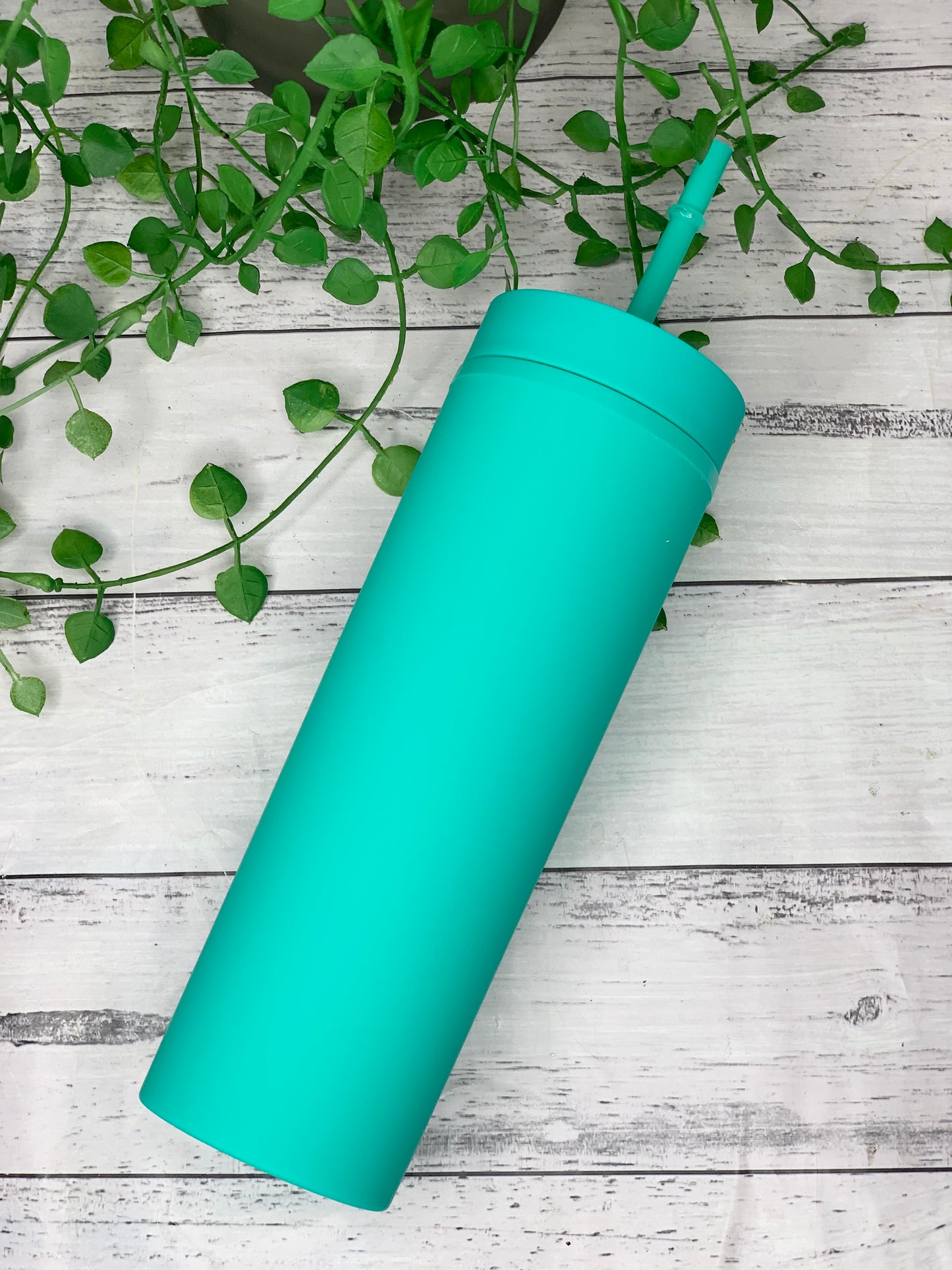 Turquoise  Acrylic Tumbler with Straw 16oz - 473ml