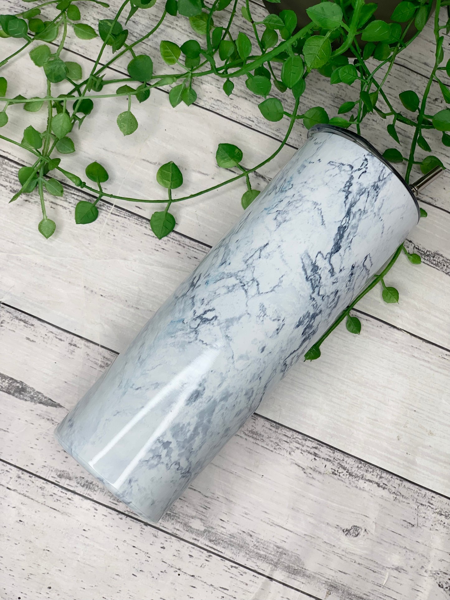 Marble Tumbler 600ml Stainless Steel Insulated Tumbler drink bottle With Stainless steel straw