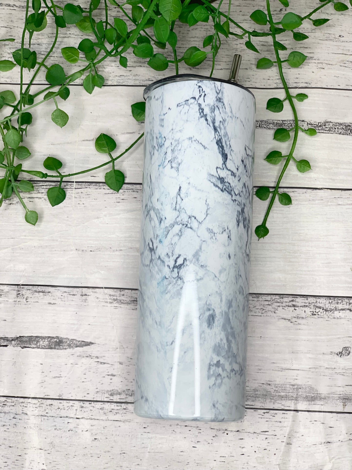 Marble Tumbler 600ml Stainless Steel Insulated Tumbler drink bottle With Stainless steel straw