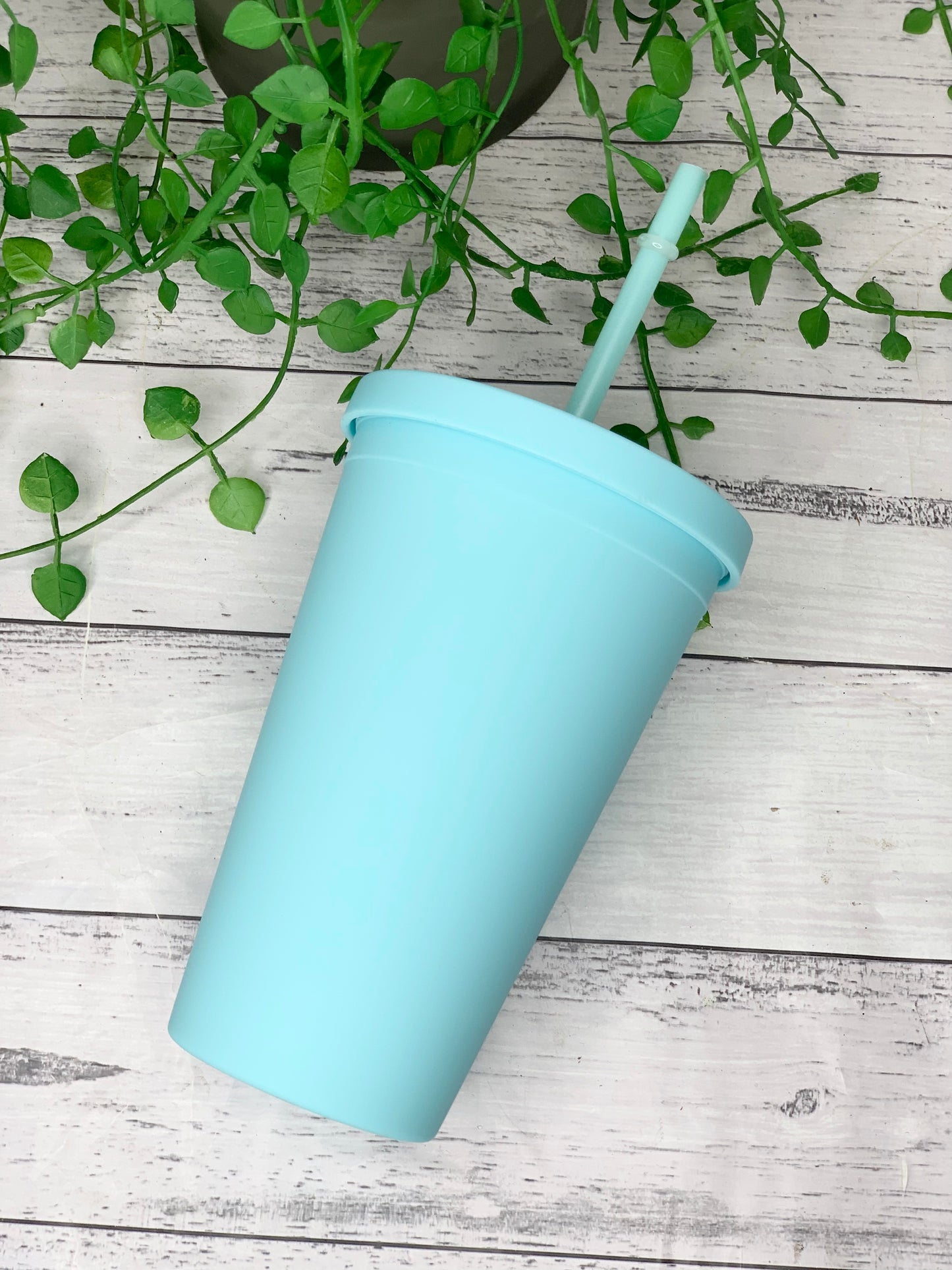 Blue Acrylic Tumbler with Straw 16oz - 473ml