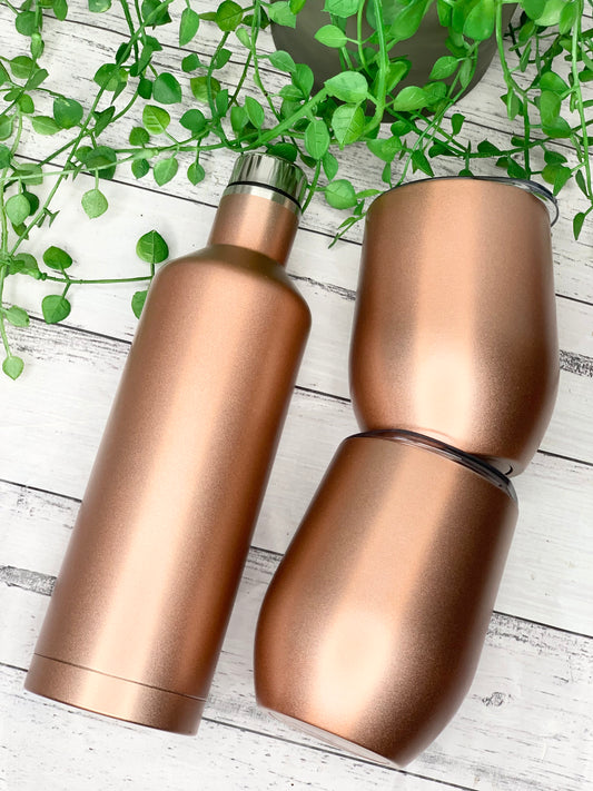 Tumbler Wine Gift set/Stainless steel Insulated tumbler drink bottle set rose gold set