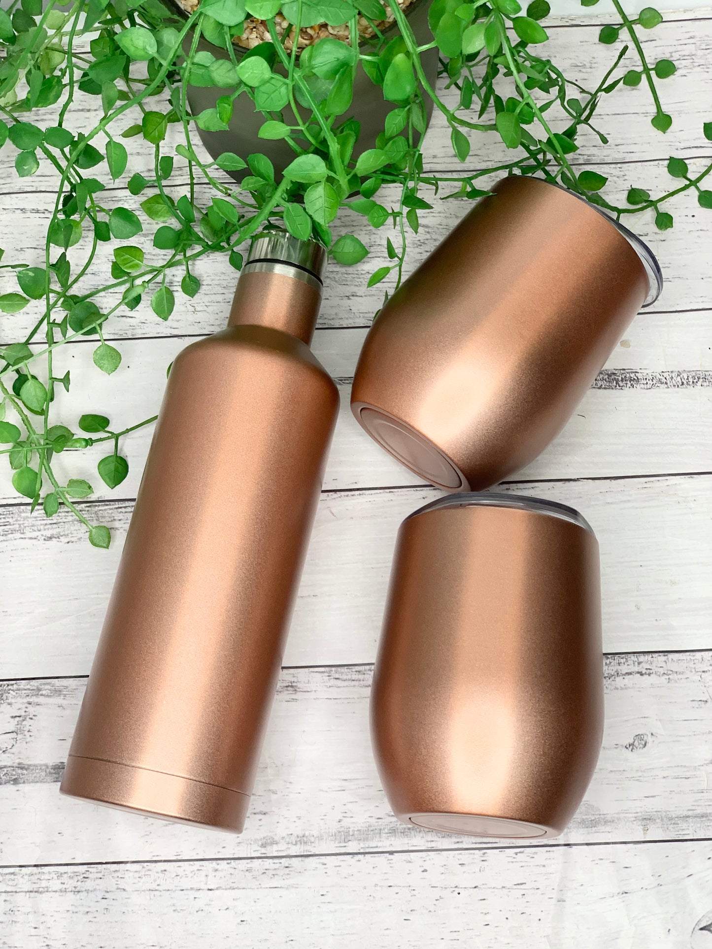 Tumbler Wine Gift set/Stainless steel Insulated tumbler drink bottle cute gift set Rose Gold