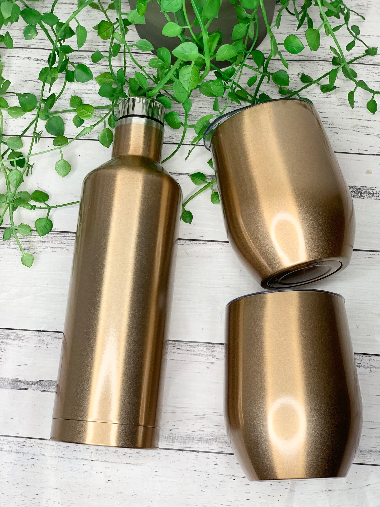 Tumbler Wine Gift set/Stainless steel Insulated tumbler drink bottle set Gold