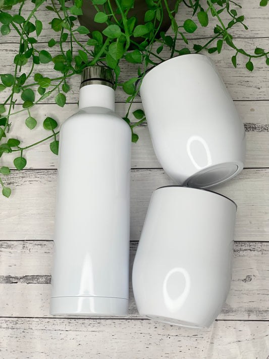 White Tumbler Wine Gift set/Stainless steel Insulated tumbler drink bottle set