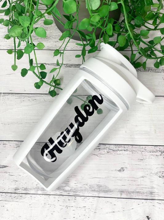 Personalised White 600ml Shaker Bottle Protein Sport Fitness with Shaker