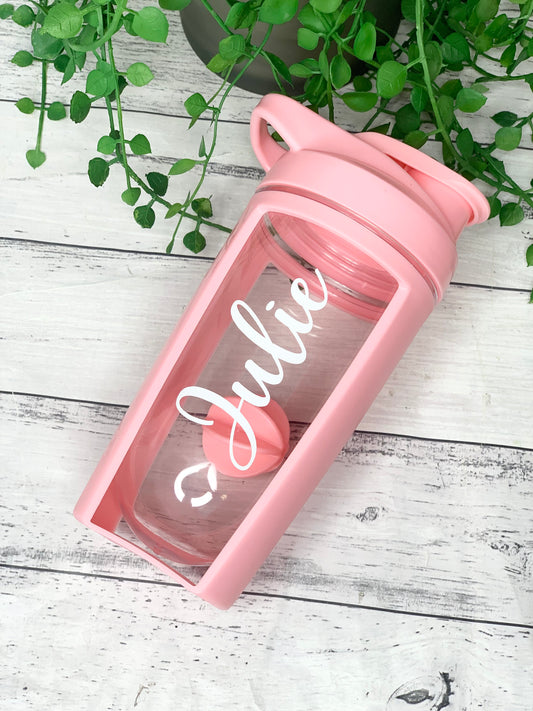 Personalised Pink 600ml Shaker Bottle Protein Sport Fitness with Shaker