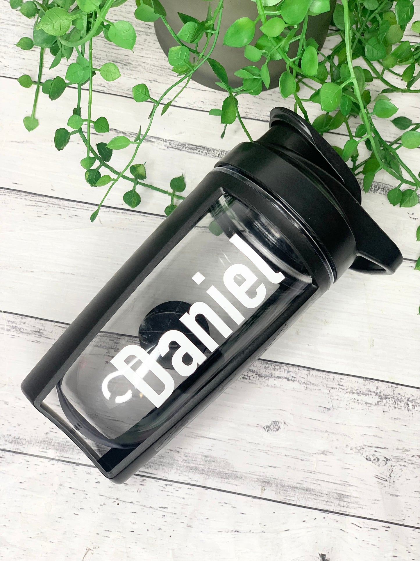 Personalised Black 600ml Shaker Bottle Protein Sport Fitness with Shaker