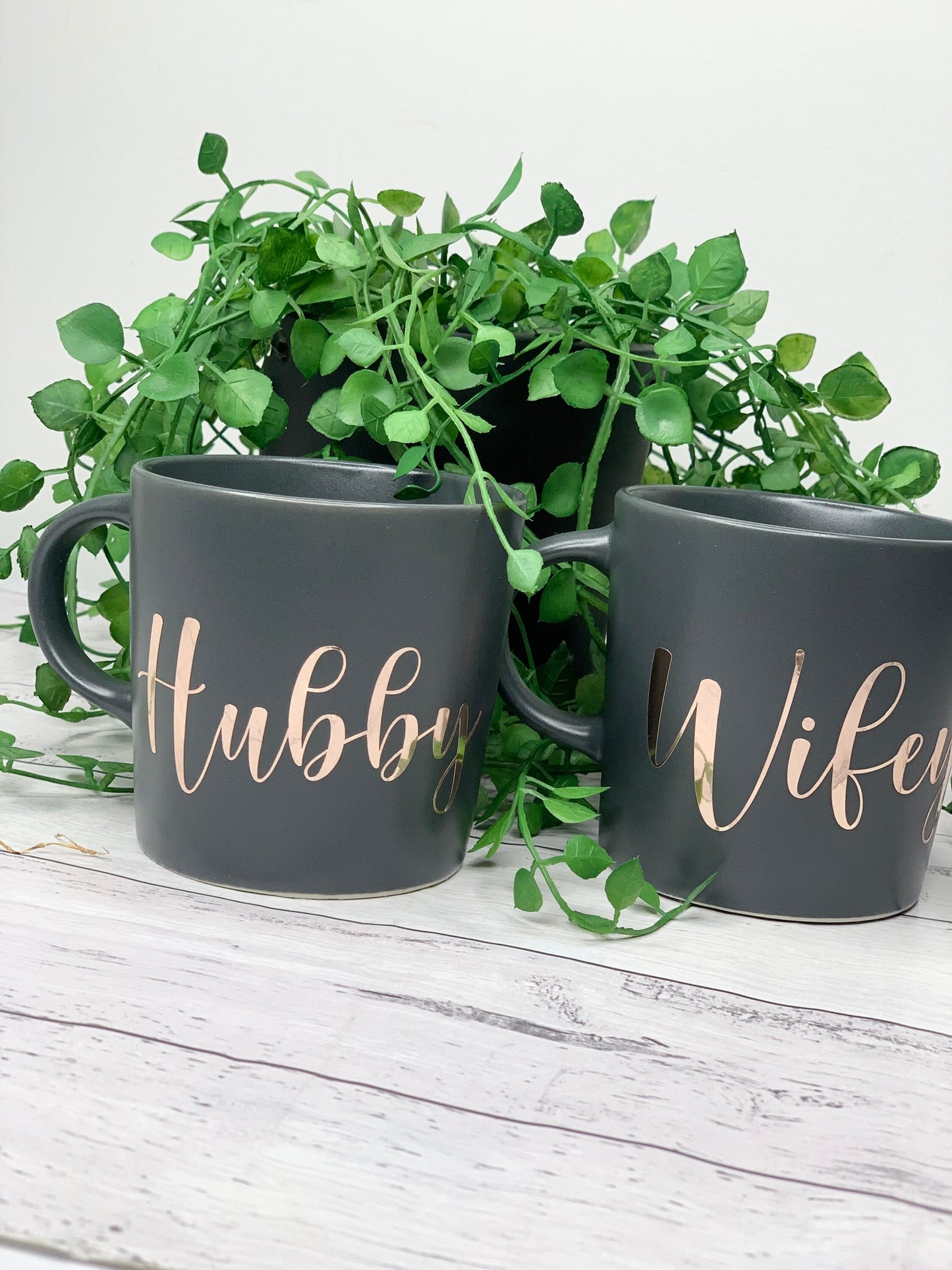 Hubby and wifey 300ml mug rose gold set