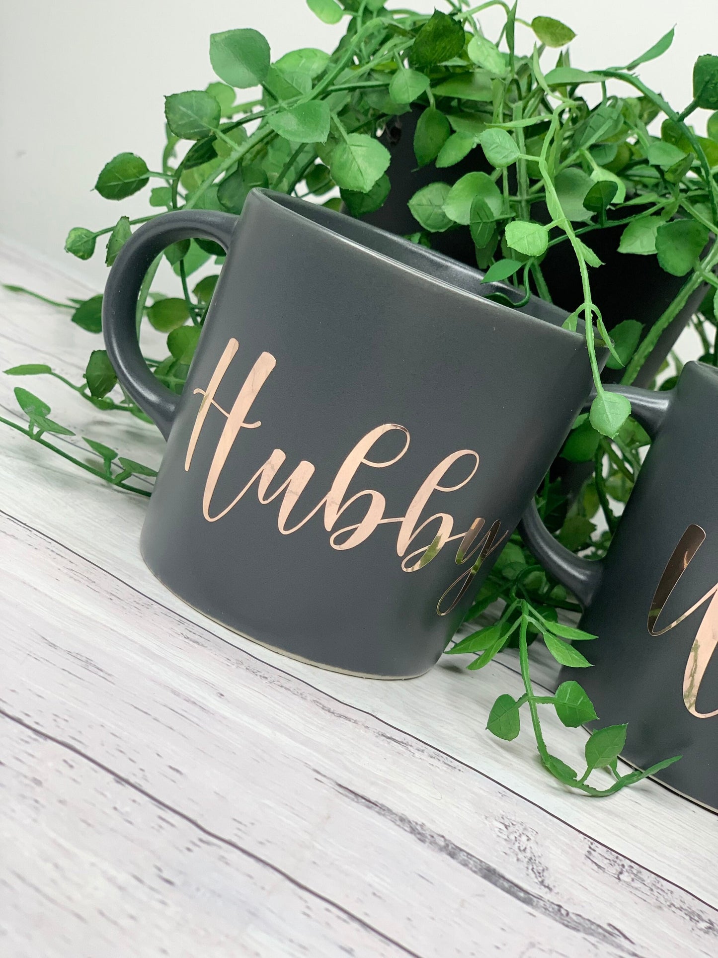 Hubby and wifey 300ml mug rose gold set