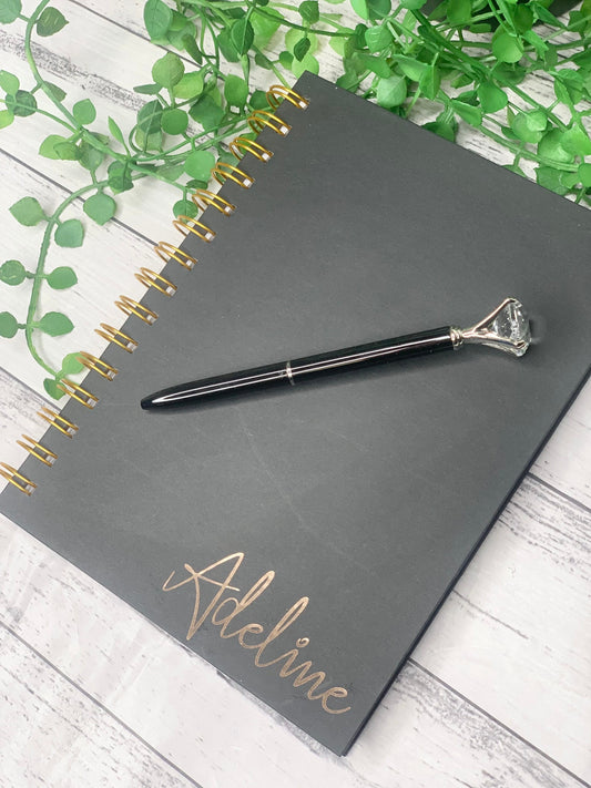 Personalised Black notebook with pen set