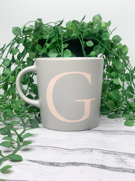 Personalised initial Mug 300ml Light Grey