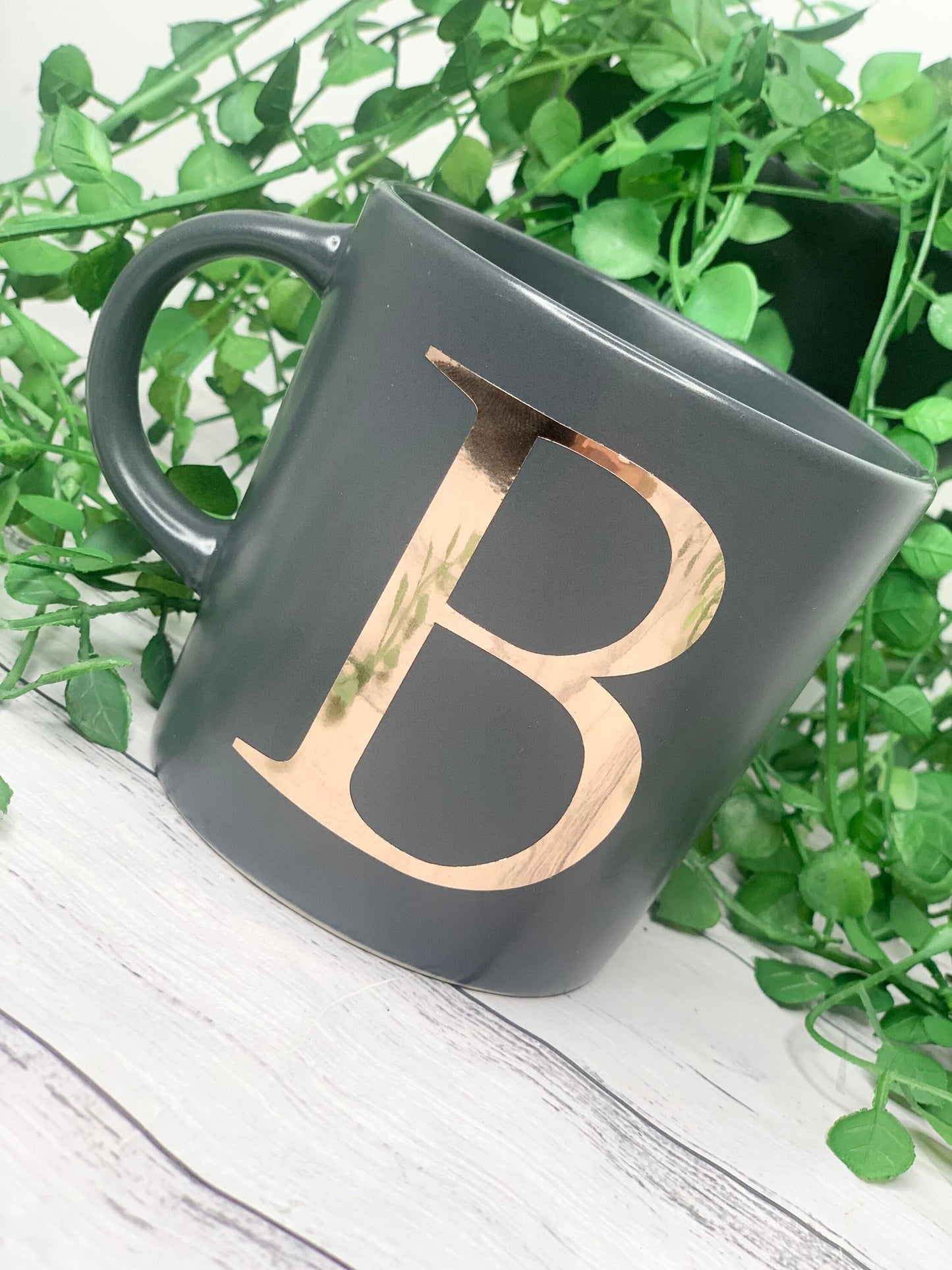 personalised initial Mug 300ml Dark grey