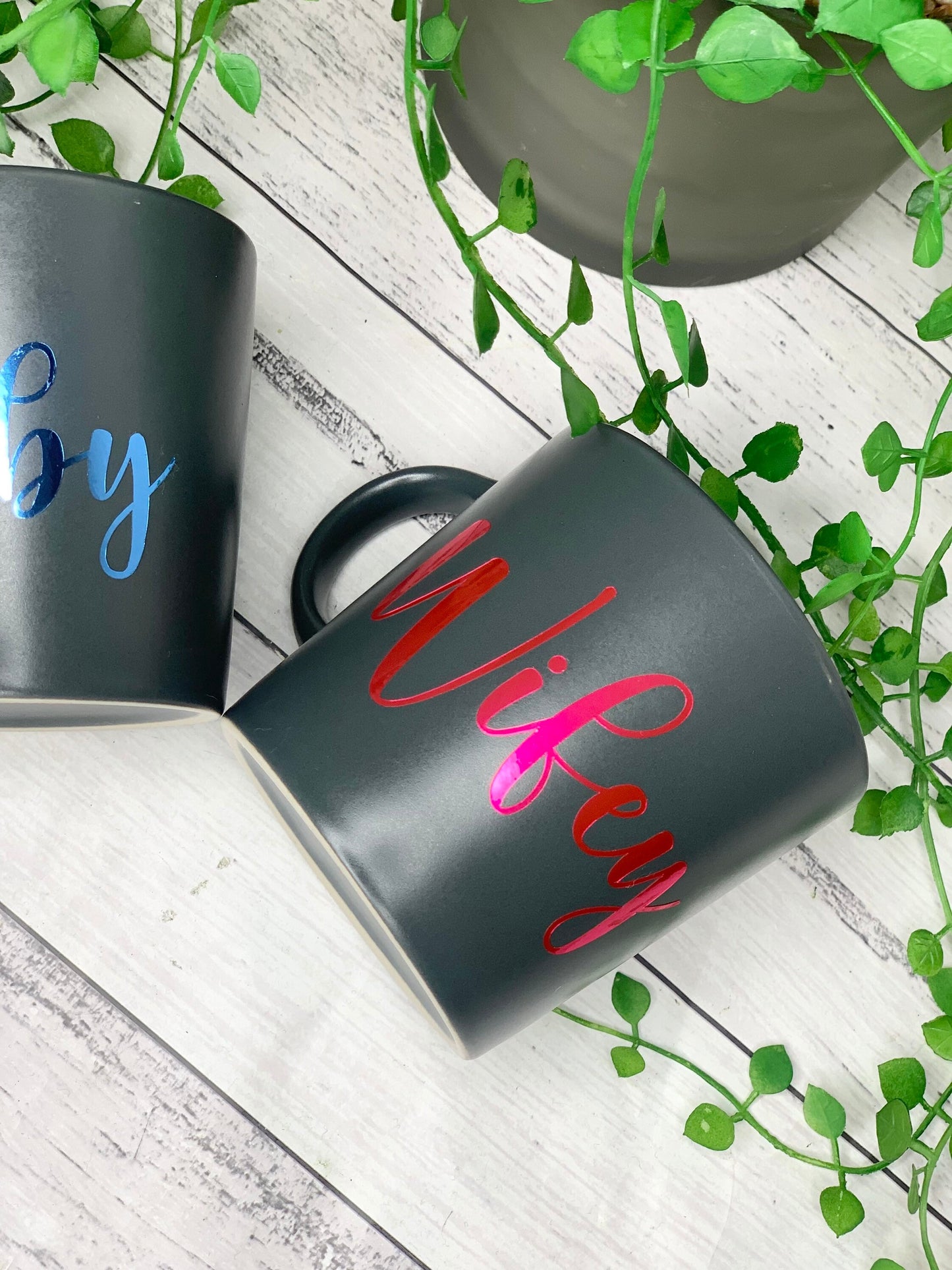 Hubby and wifey mug metallic Blue and Pink set