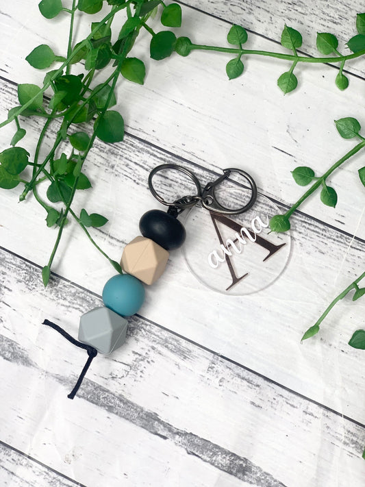 Personalised beaded keychain key ring Style 2
