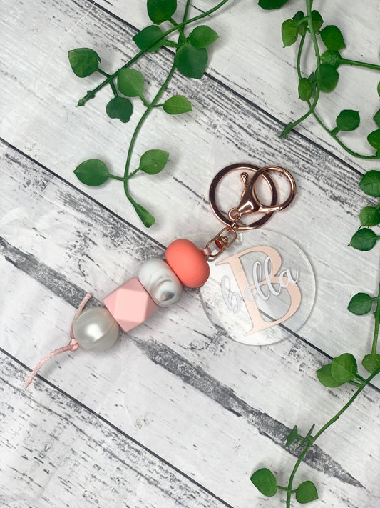 Personalised beaded keychain key ring Style 10