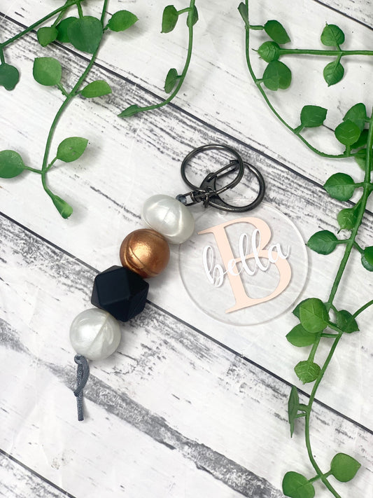Personalised beaded keychain key ring Style 12