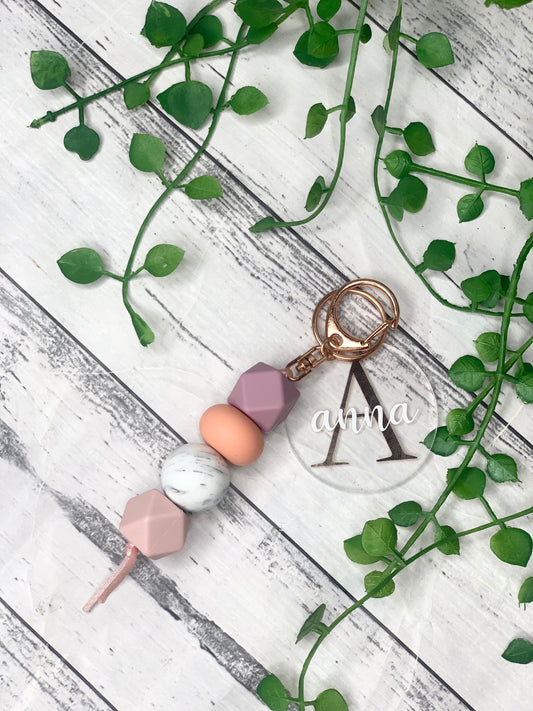 Personalised beaded keychain key ring Style 14