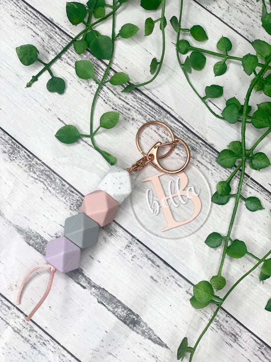 Personalised beaded keychain key ring Style 15