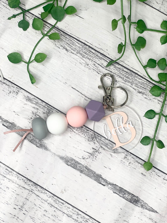Personalised beaded keychain key ring Style 16
